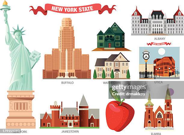 new york symbols - ellis island stock illustrations