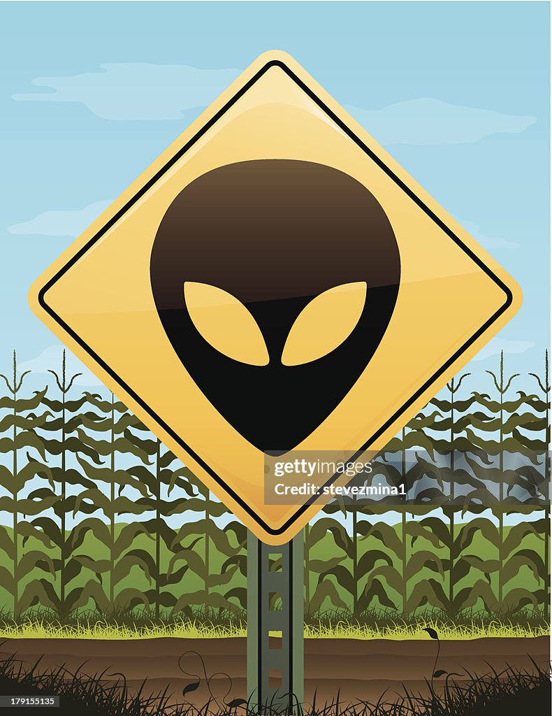 Alien Cornfield Sign