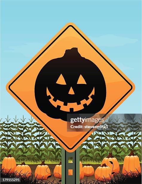 pumpkin patch sign - pumpkin patch stock illustrations