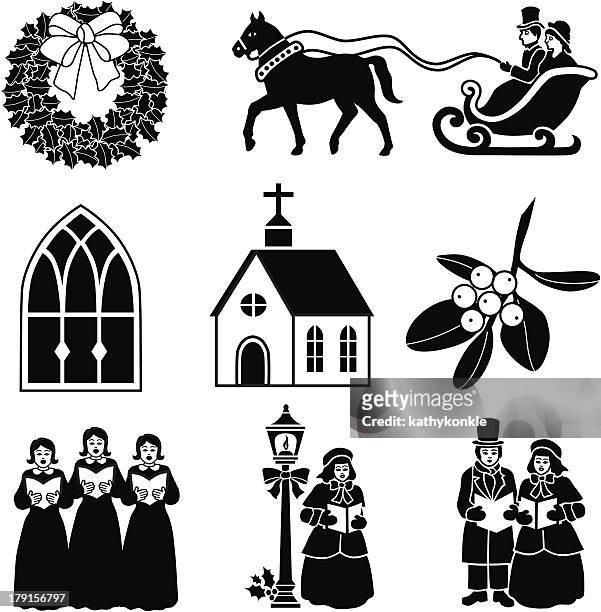 christian christmas icons - singer icon stock illustrations