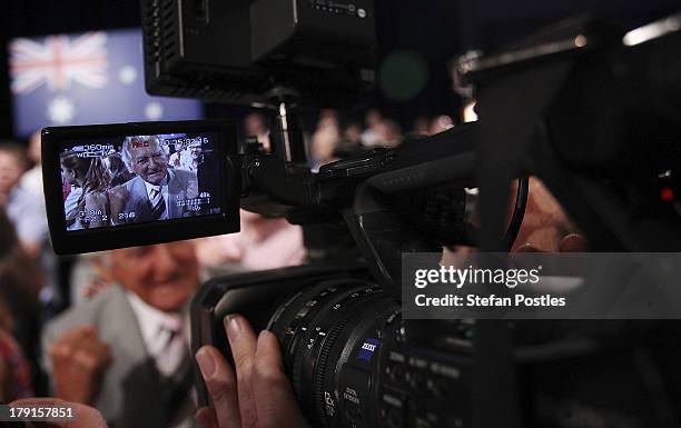 Former Prime Minister Bob Hawke speaks to the media at the Labor party campaign launch at the Brisbane Convention and Exhibition Centre on September...