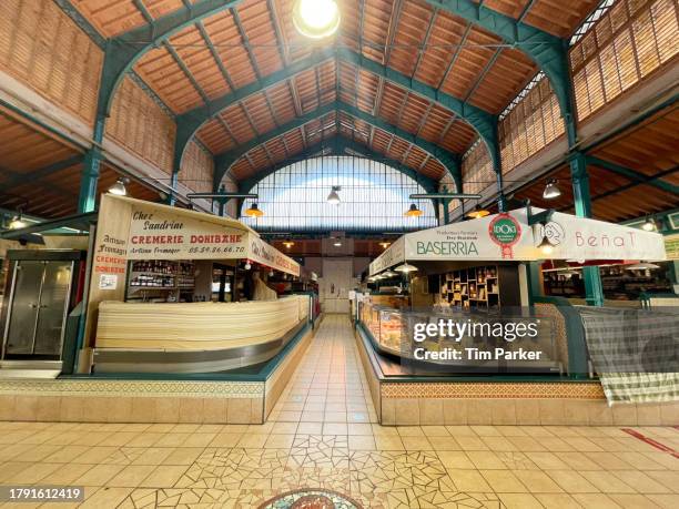 marché couvert français - gastronomie lyonnaise photos et images de collection