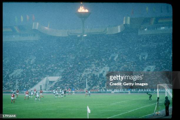 General view of game featuring the USSR during the Olympic Games in Moscow, Russia.