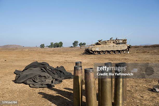 Israeli tanks seen on September 1, 2013 near the border with Syria, in the Israeli-annexed Golan Heights. Tension's are rising in Israel amid...