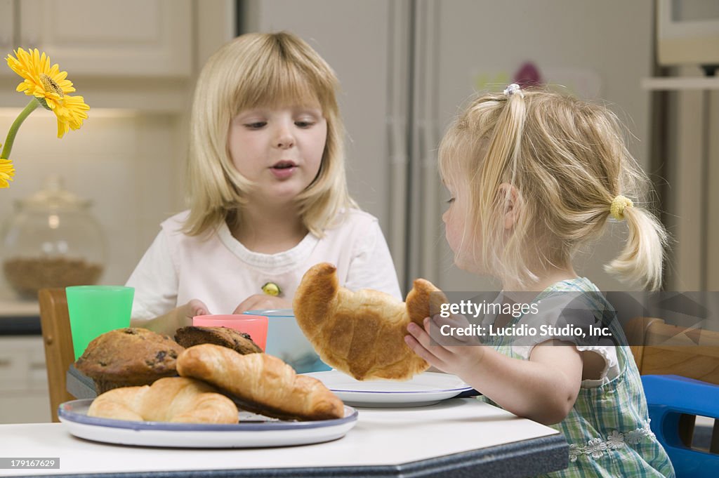 Sisters having breakfast