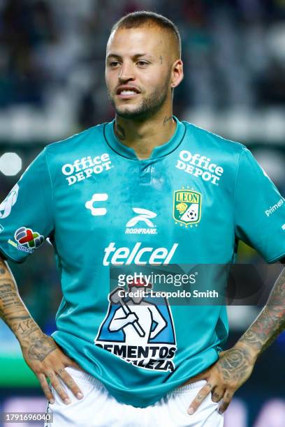 Nicolas Lopez of Leon prior the 17th round match between Leon and FC Juarez as part of the Torneo Apertura 2023 Liga MX at Leon Stadium on November...