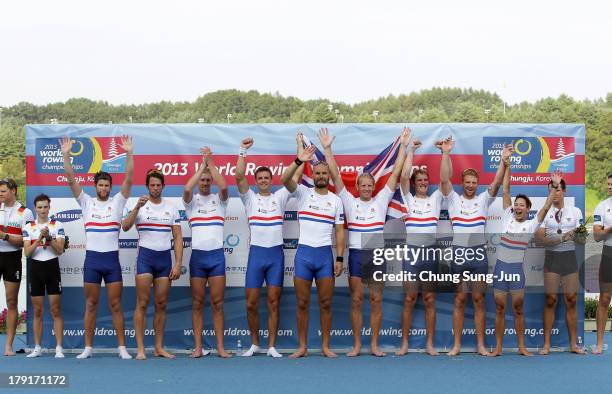 Daniel Ritchie, Tom Ransley, Alex Gregory, Pete Reed, Mohamed Sbihi, Andrew Triggs Hodge, George Nash, William Satch and Phelan Hill of Great Britain...