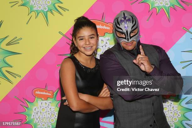 Rey Misterio and his daughter Aaliyah arrive at Kids Choice Awards Mexico 2013 at Pepsi Center WTC on August 31, 2013 in Mexico City, Mexico.