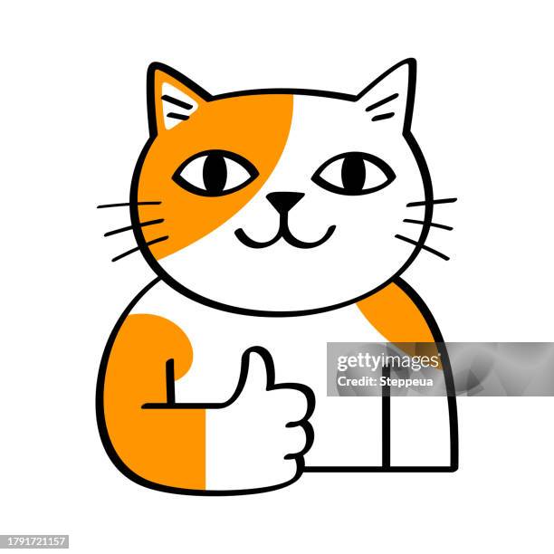 cat showing thumb up - cartoon feet stock illustrations