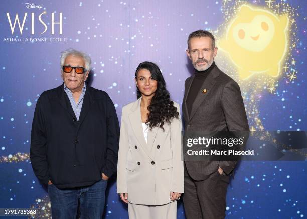 Gérard Darmon, Océane Demontis and Lambert Wilson attend the WISH – Paris Premiere Gala at Le Grand Rex on November 13, 2023 in Paris, France.