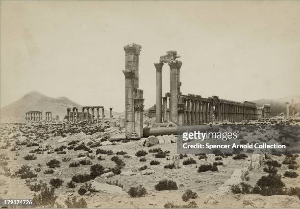 The ruins of the ancient city of Palmyra in Syria, circa 1880. A view from near the Triumphal Arch.
