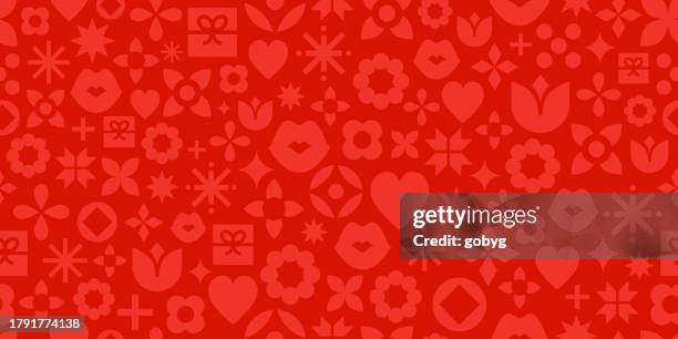 ilustraciones, imágenes clip art, dibujos animados e iconos de stock de fondo sin fisuras de iconos de amor geométrico abstracto - tarjeta de aniversario