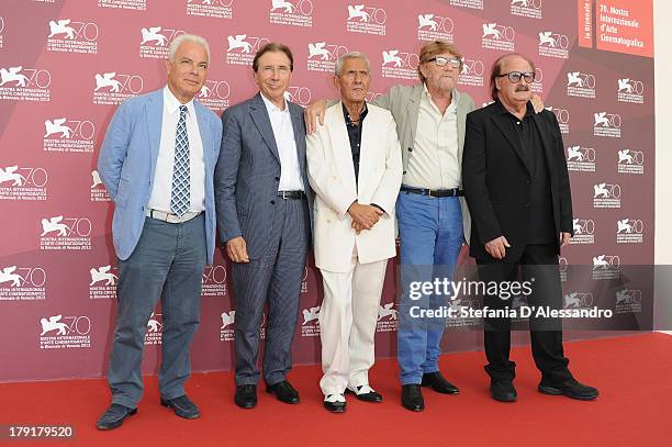 Associate producer Francesco Colonna, producer Bruno Benetti, actor Enzo Staiola, director Gianni Bozzacchi and composer Pino Staiola attend "Non...