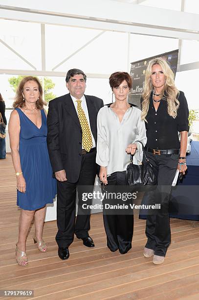 Rosetta Sannelli, Mayor of Taormina Eligio Giardina, Actress Laura Morante and Tiziana Rocca attend Premio Kineo Photocall during the 70th Venice...