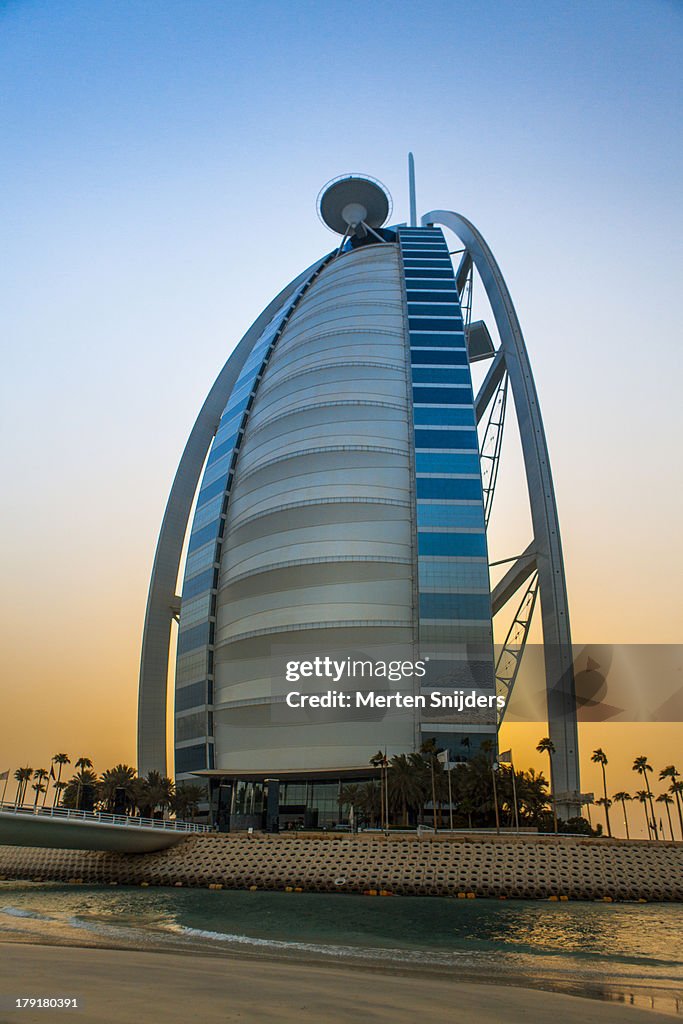 The Burj Al Arab during sunset