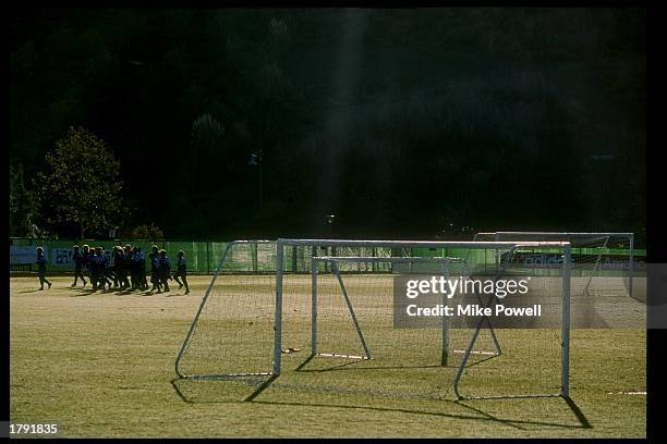 General view of the United States soccer team during training in Mission Viejo, California. Mandatory Credit: Mike Powell /Allsport