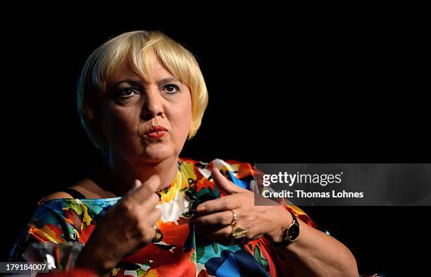 German Greens Party co-chairwoman Claudia Roth speeks at 'Brigitte Live: Frauen waehlen! '- talk on September 1, 2013 in Frankfurt am Main, Germany.