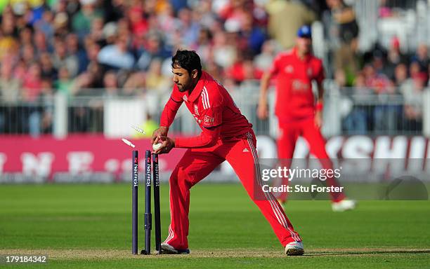 England fielder Ravi Bopara in action during the 2nd NatWest series T20 match between England and Australia at Emirates Durham ICG on August 31, 2013...