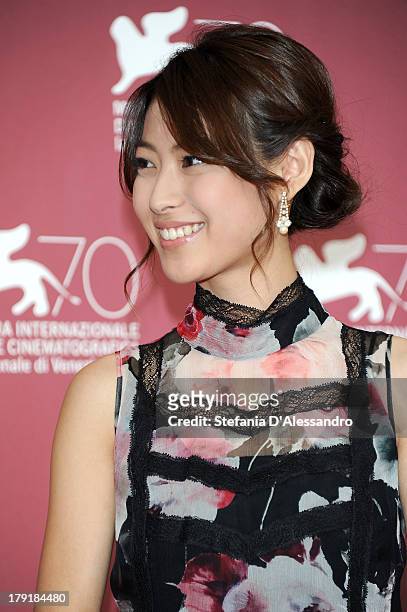 Actress and singer Miori Takimoto attends "Kaze Tachinu" Photocall during the 70th Venice International Film Festival at Palazzo del Casino on...