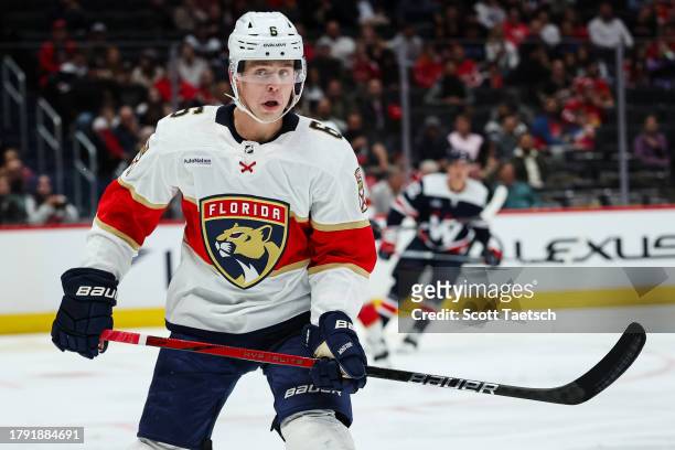 Mike Reilly of the Florida Panthers skates against the Washington Capitals during the second period of the game at Capital One Arena on November 8,...