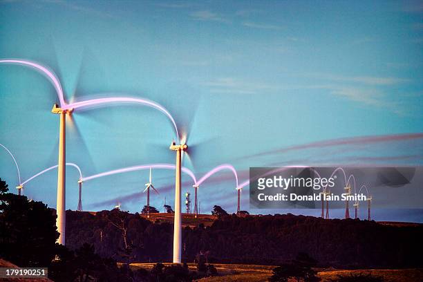 wind turbines - timelapse new zealand stock pictures, royalty-free photos & images