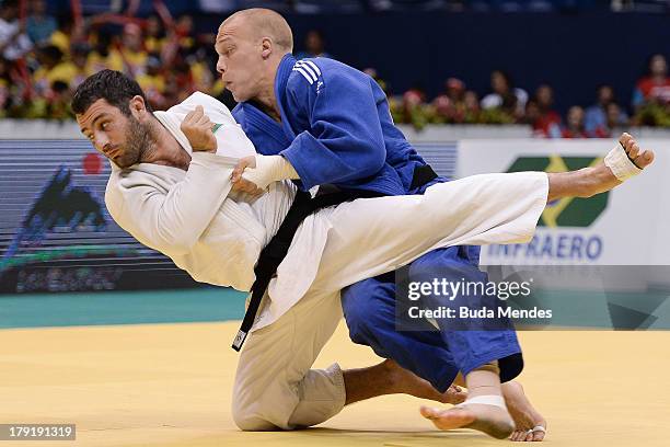 Azerbaijan's judoka Elkhan Mammadov competes with Netherlands' Henk Grol during the Men's -100kg category final of the IJF World Judo Championship at...