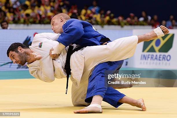 Azerbaijan's judoka Elkhan Mammadov competes with Netherlands' Henk Grol during the Men's -100kg category final of the IJF World Judo Championship at...