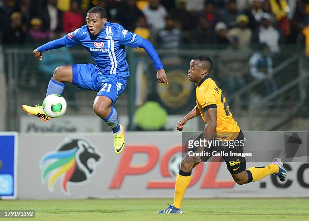 Thuso Phala of Supersport and Tsepo Masilela of Chiefs during the Absa Premiership match between SuperSport United and Kaizer Chiefs from Lucas...