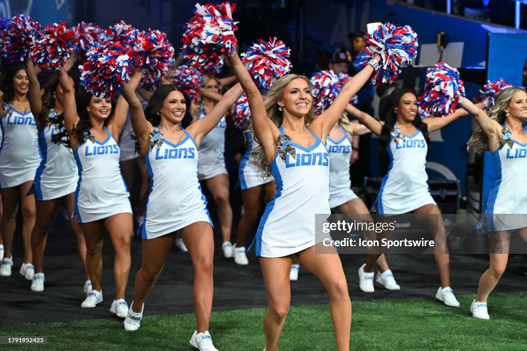 The Detroit Lions Cheerleaders take the field prior to the Detroit