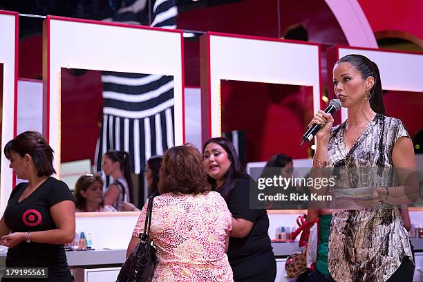 Evelin Santos hosts the Target beauty station at the Festival People en Español Presented by Target at the Henry B. Gonzalez Convention Center on...