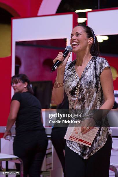 Evelin Santos hosts the Target beauty station at the Festival People en Español Presented by Target at the Henry B. Gonzalez Convention Center on...