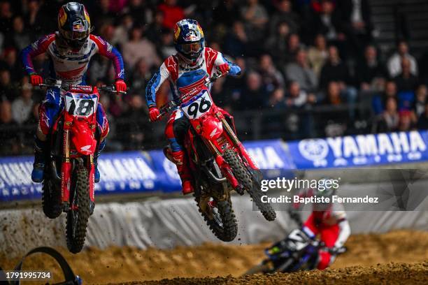 Jett LAWRENCE of Australia, SX1 rider and Hunter LAWRENCE of Australia, SX1 rider during the Supercross 2023 - Freestyle motocross at Paris La...