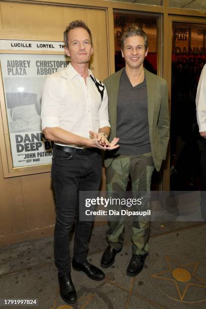 Neil Patrick Harris and David Burtka attend "Danny And The Deep Blue Sea" Opening Night at Lucille Lortel Theatre on November 13, 2023 in New York...