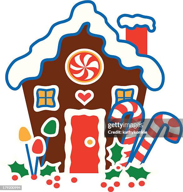 ilustraciones, imágenes clip art, dibujos animados e iconos de stock de casa de galleta de jengibre - gingerbread house