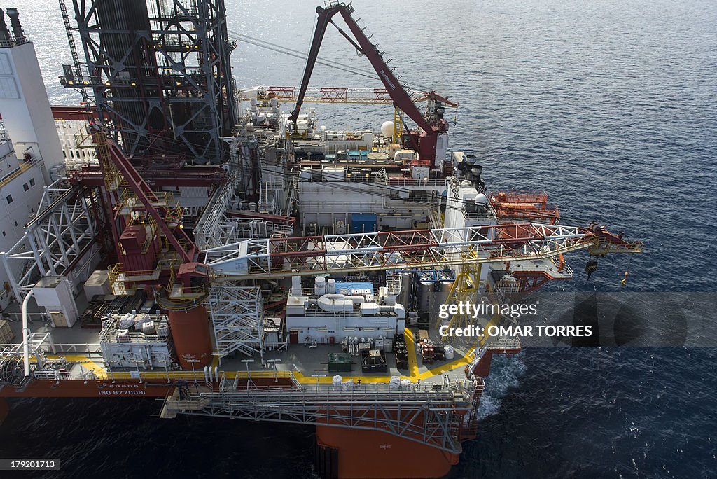 Aerial view of La Muralla IV exploration oil rig, operated by Mexican ...