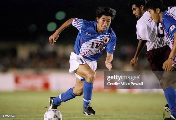 Kazuyoshi Miura of Japan in action during a game against Qatar at the Asian Games in Hiroshima, Japan. Mandatory Credit: Mike Powell /Allsport