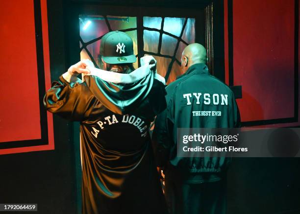 Peso Pluma and Mike Tyson at the 2023 Billboard Music Awards on November 19 at The Mayan in Los Angeles, California.