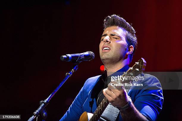 Vocalist Jencarlos Canela performs in concert as part of Festival People en Español Presented by Target at The Alamodome on August 31, 2013 in San...