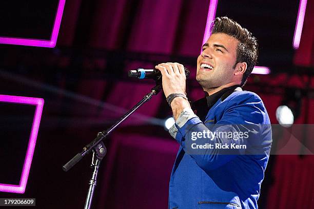 Vocalist Jencarlos Canela performs in concert as part of Festival People en Español Presented by Target at The Alamodome on August 31, 2013 in San...