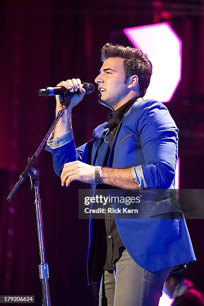 Vocalist Jencarlos Canela performs in concert as part of Festival People en Español Presented by Target at The Alamodome on August 31, 2013 in San...