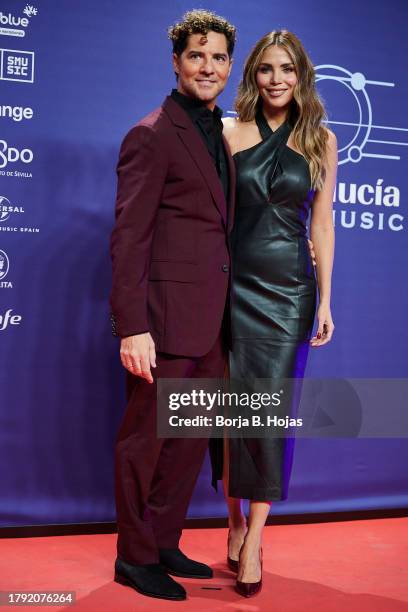 David Bisbal and Rosanna Zanetti attend to Santalucia Universal Music Week : "El Flamenco Es Universal" photocall on November 13, 2023 in Seville,...