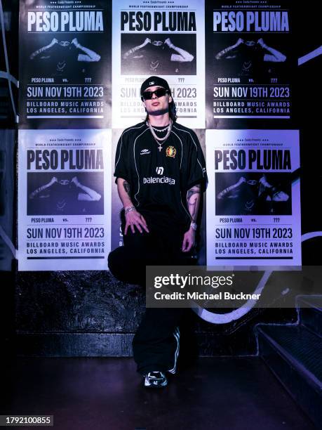 Peso Pluma at the 2023 Billboard Music Awards at The Mayan in Los Angeles, California. The show airs on November 19, 2023 on BBMAs.watch.