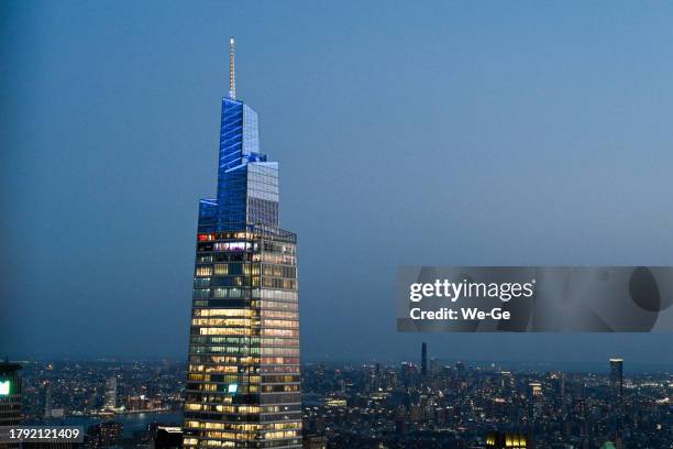 new york city, top of one vanderbilt tower in midtown manhattan in the evening light. - one-vanderbilt stock pictures, royalty-free photos & images
