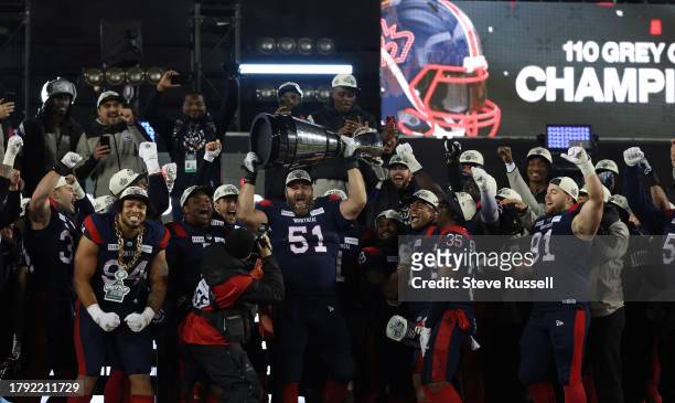 The Montreal Alouettes beat the Winnipeg Blue Bombers 28-24 in the 110th edition of the Grey Cup at Tim Horton's Field in Hamilton, November 19, 2023.