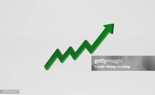 uptrend market, green arrows with white background. 3d render - 3d forex chart foto e immagini stock