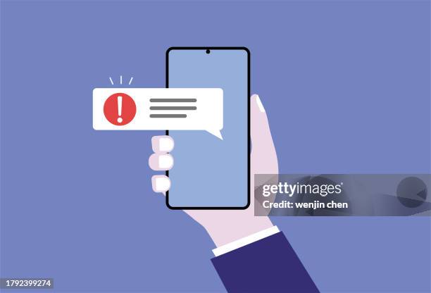 mobile phone warning information - text message notification stock illustrations