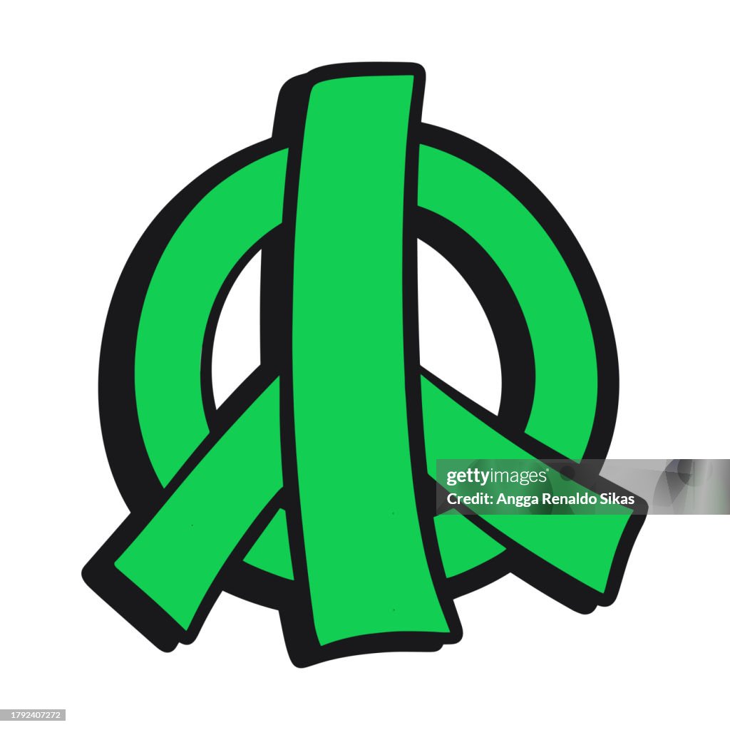 Peace sign symbol outline cartoon isolated on white