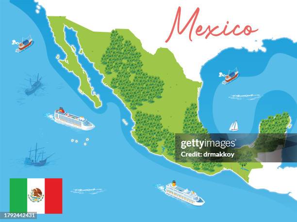 stockillustraties, clipart, cartoons en iconen met mexico forest map - mexicali