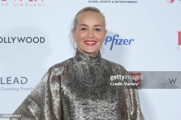 Sharon Stone at Divas Simply Singing at the Wilshire Ebell Theatre on November 19, 2023 in Los Angeles, California