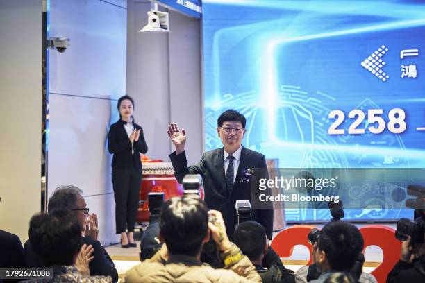 Young Liu, chairman of Hon Hai Precision Industry Co., during the listing ceremony of Foxtron Vehicle Technologies Co., at the Taiwan Stock Exchange...